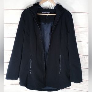 Calvin Klein water resistant black hooded jacket size L